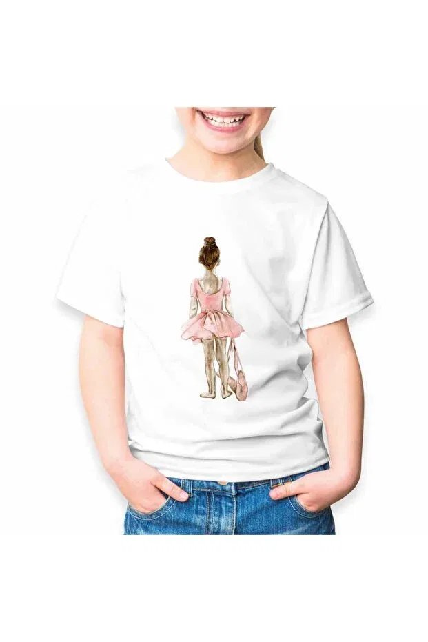 Детская футболка для мальчиков хлопковая White Mini Ballerina Ada Kostüm Tasarım, White