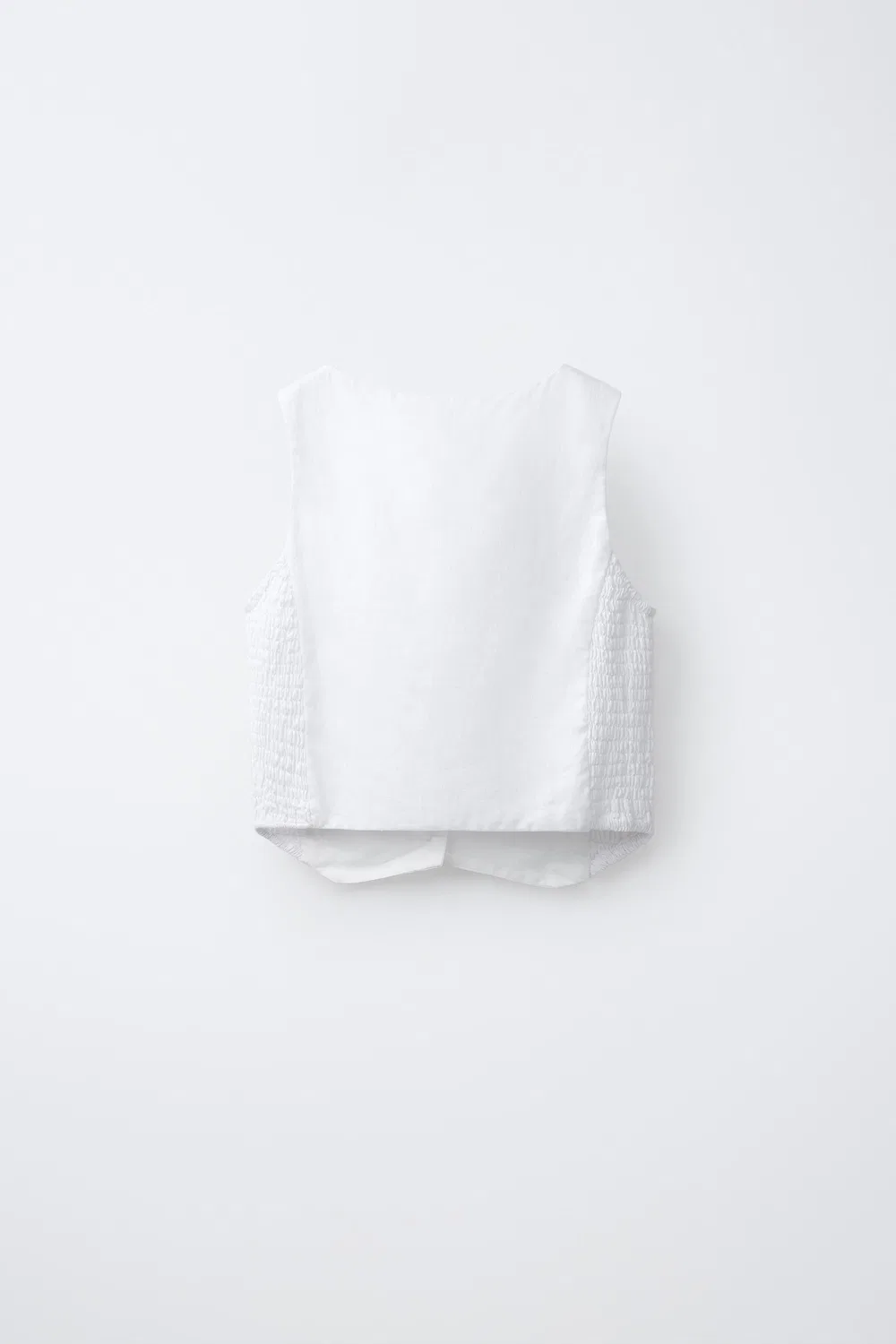 Жилет из смеси льна с эластичным поясом ZARA, Oyster-White — фото 2