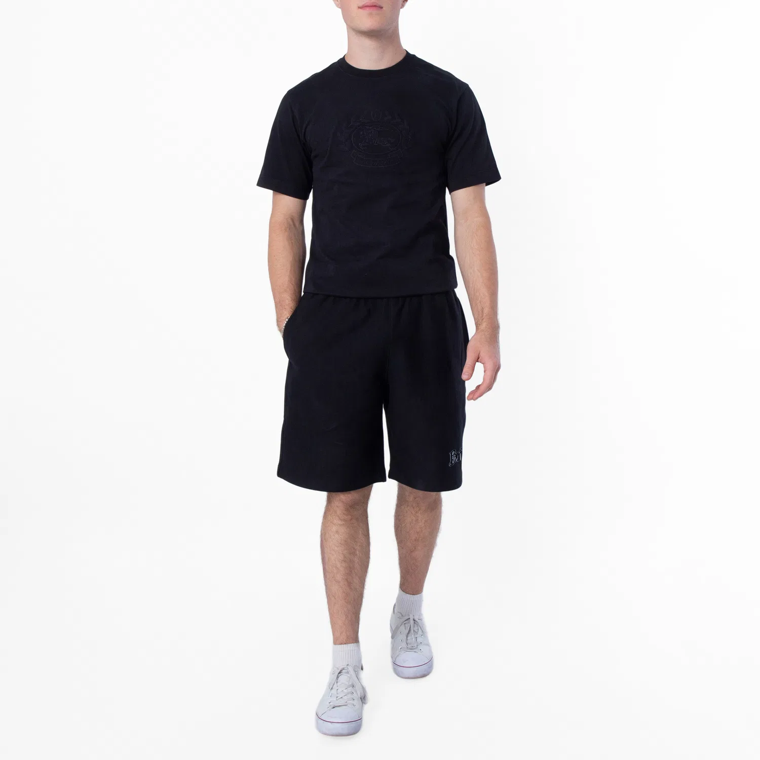 Шорты хлопковые с логотипом Men's Logo Cotton Shorts Burberry, Coal — фото 4