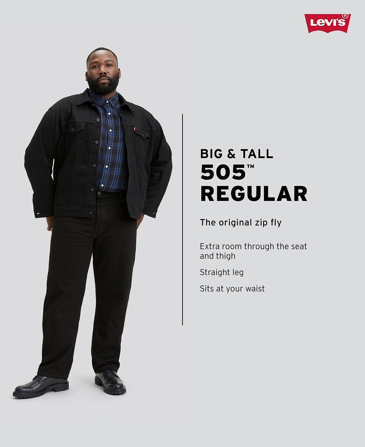 Мужские неэластичные джинсы big & tall 505™ оригинальной посадки Levi's, мульти — фото 4