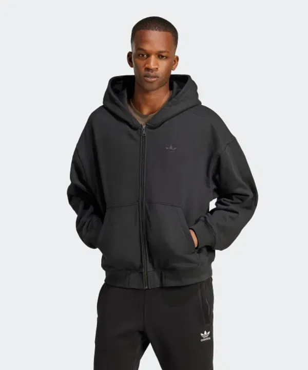 Худи с полной застежкой-молнией, премиум эссеншл, Adidas, черный