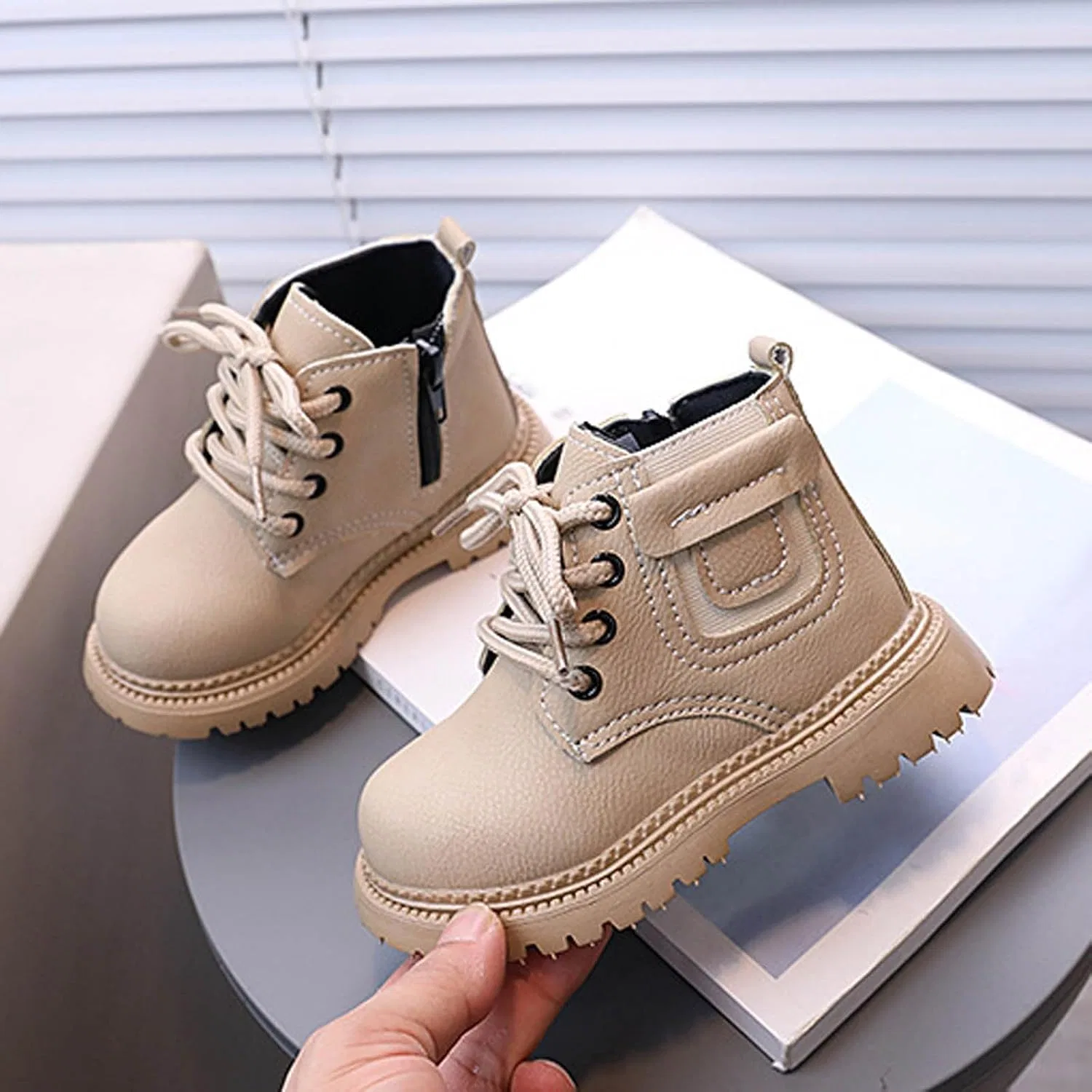 Детские зимние ботинки для девочек с принтом SHOPESSA, Khaki — фото 3