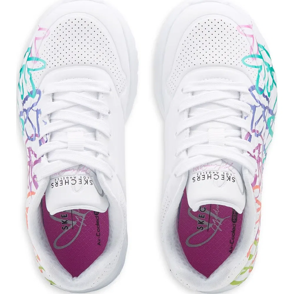 Детские кроссовки jgoldcrown street uno lite Skechers, White Foil Hearts — фото 4