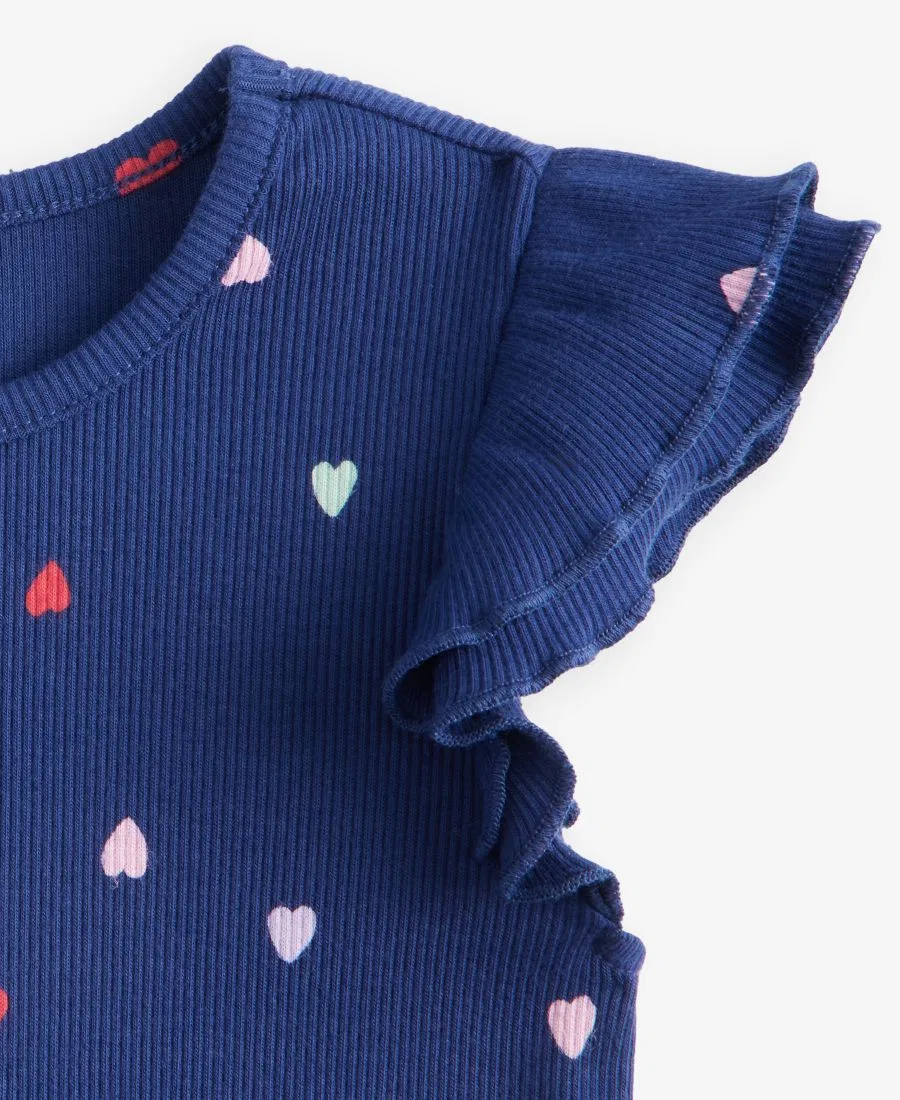 Детская футболка с двойными рукавами-воланами и принтом Hearts Print Epic Threads, Medieval Blue — фото 3