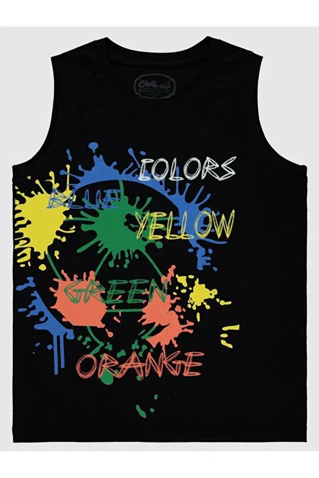 Детская футболка для мальчиков с принтом Colors Printed Civil Boys, Black
