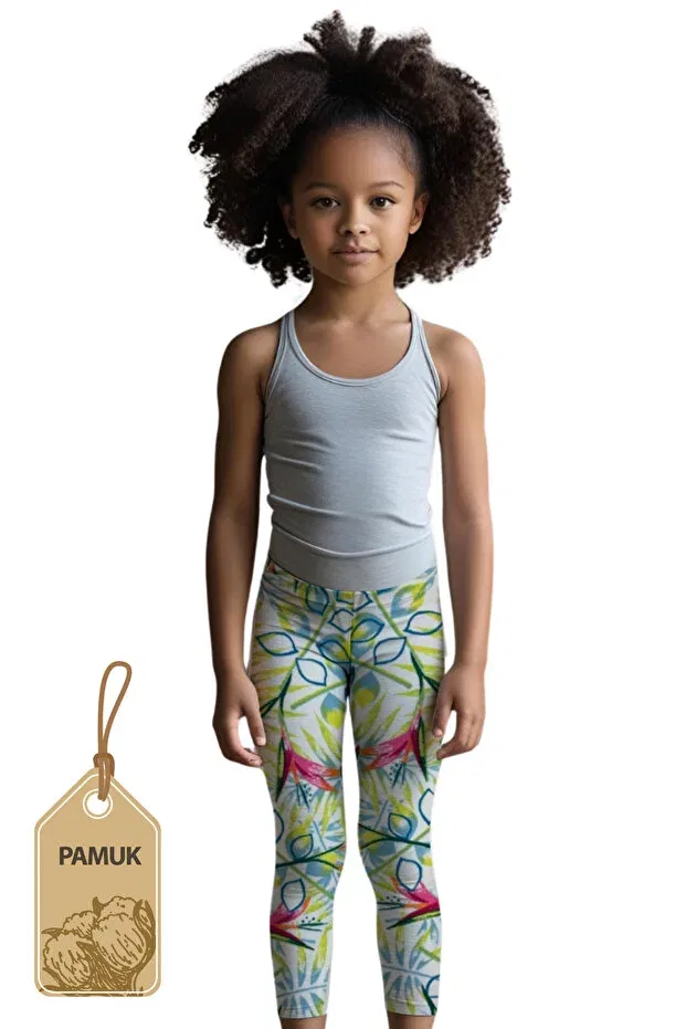 Детские леггинсы для девочек с принтом Mk Mukko Kids, Green — фото 4