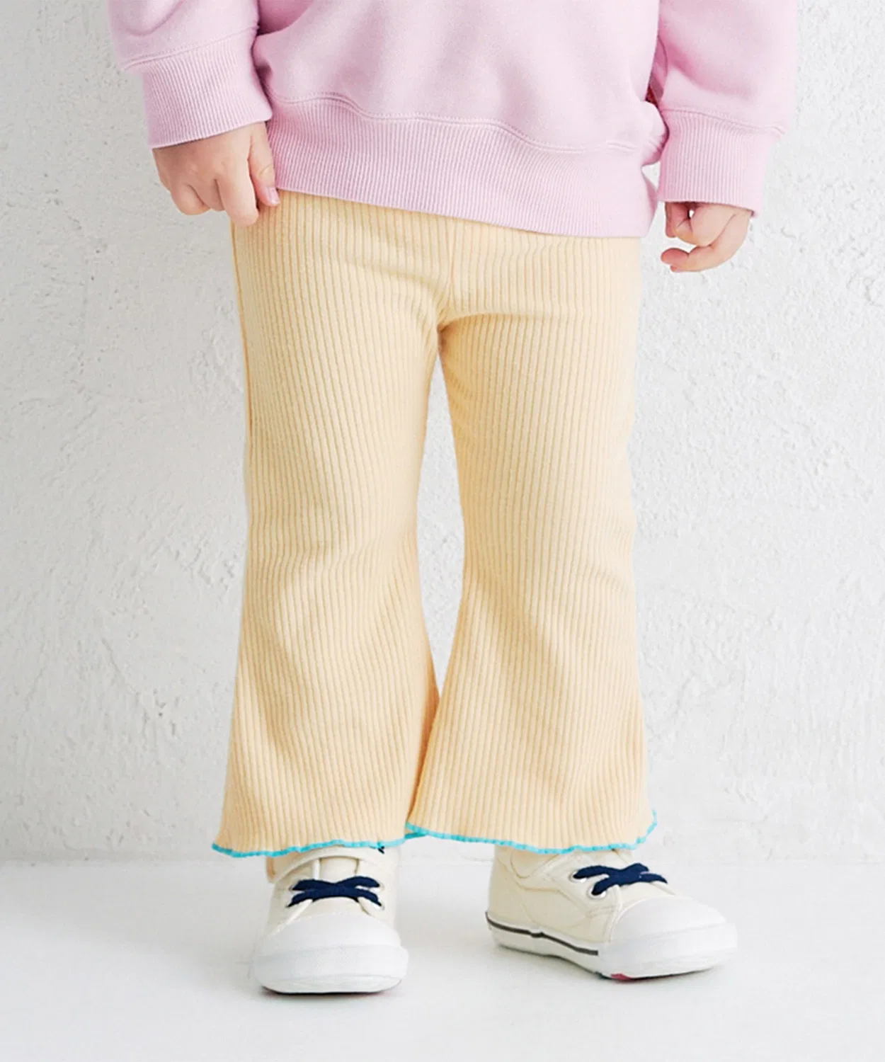 Детские брюки-клеш из рибаны, модель Rib Knit Flare Pants MIKI HOUSE, Yellow