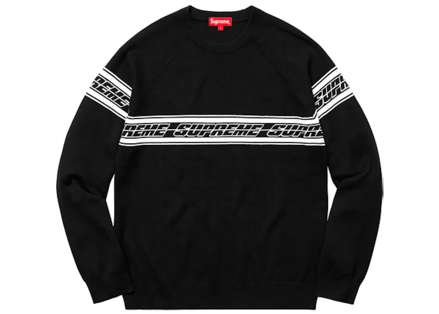 Мужской свитер с принтом Supreme Striped Raglan Sweater, Black
