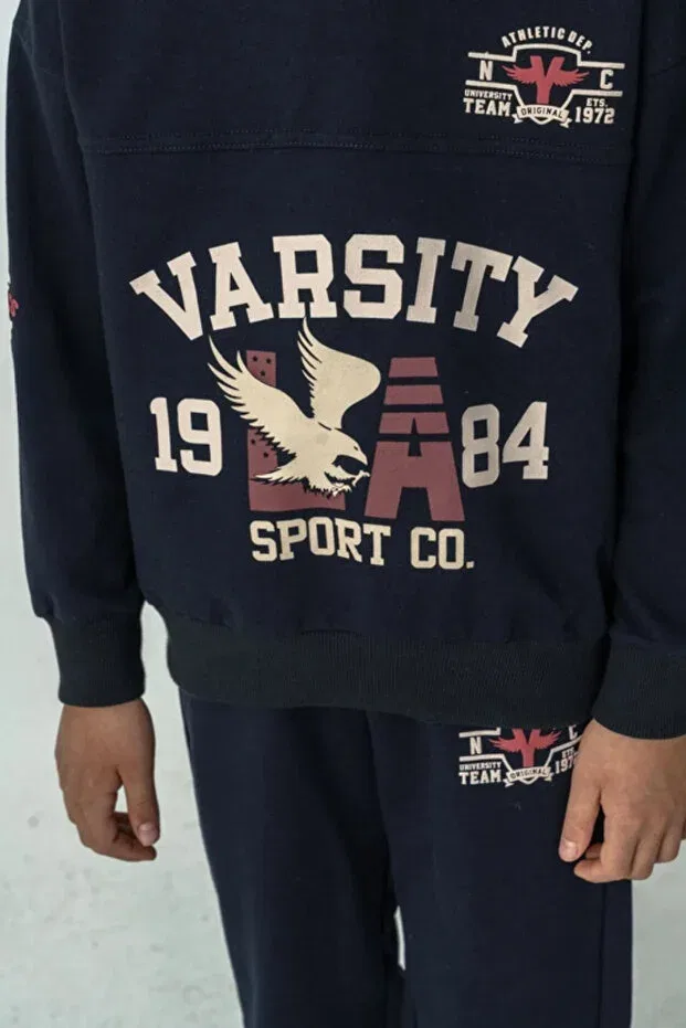 Детский комплект спортивного костюма для мальчиков с принтом Varsity Ahengim, Navy Blue — фото 4