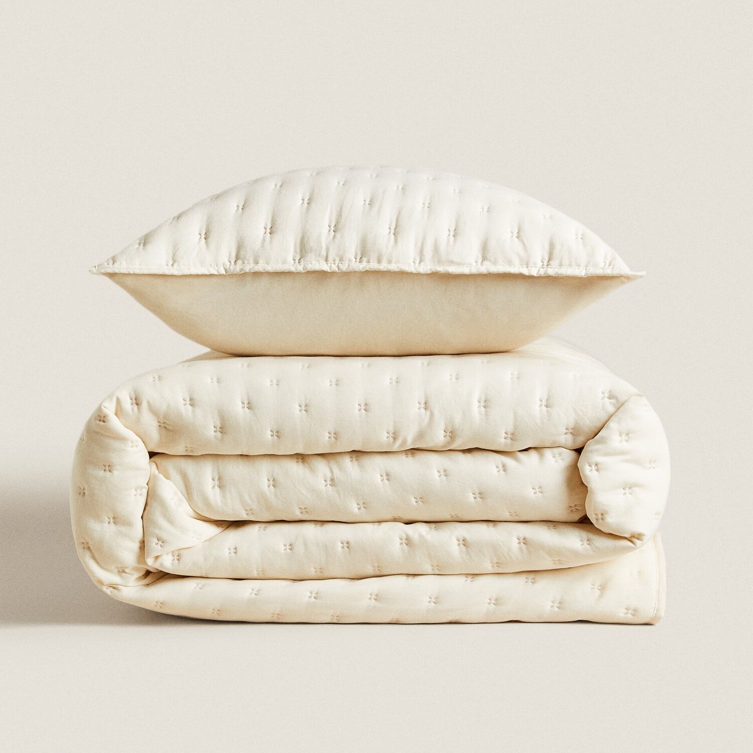 

Стеганое одеяло Zara Home Dots, экрю