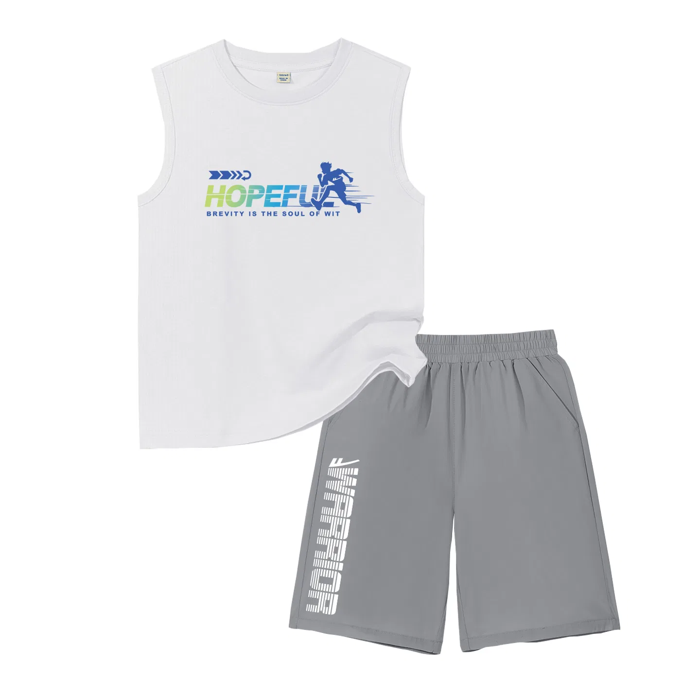 Детский комплект спортивной одежды с принтом White/H Gradient Running-Gray/H White Interval Bottom Right K WARRIOR