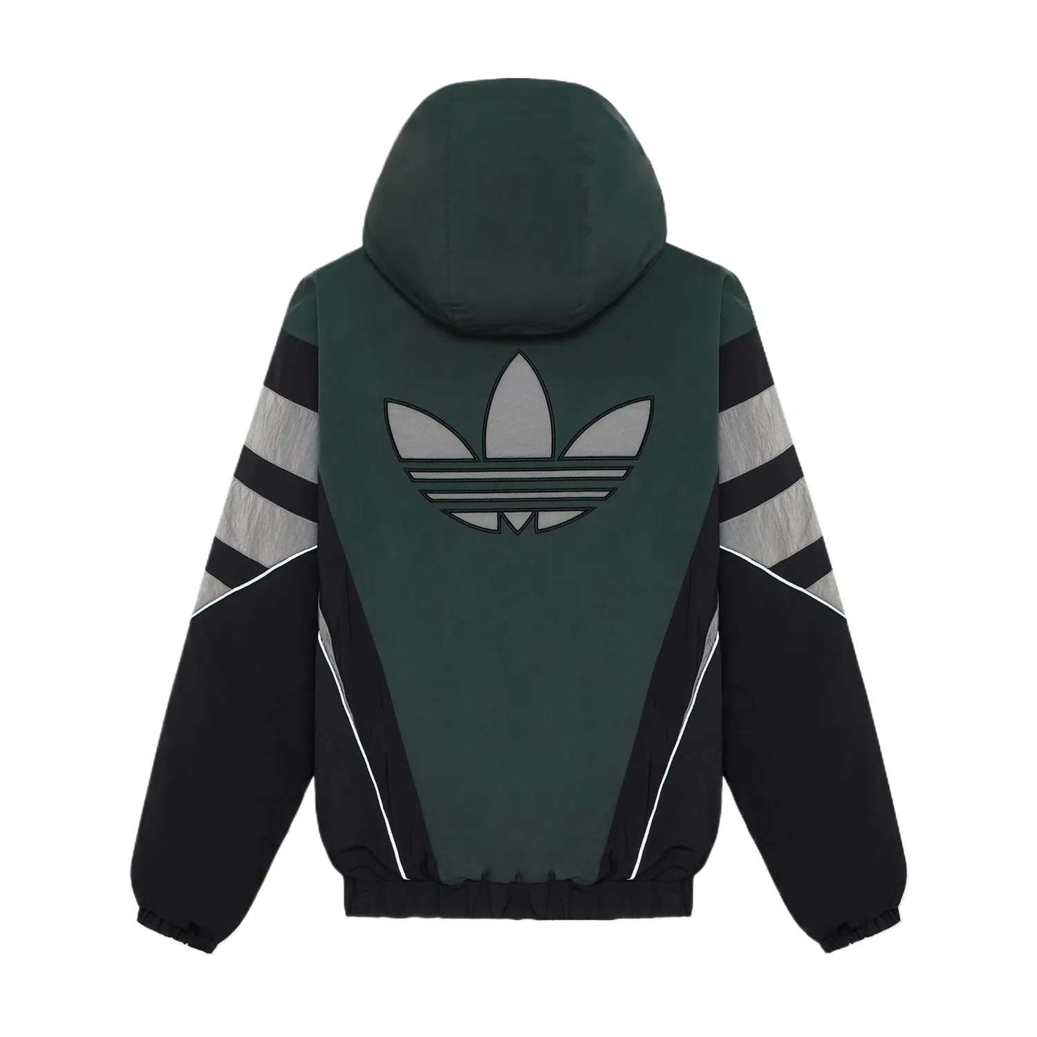 Детская куртка на пуху с капюшоном Adidas Originals, Black/Ivy Green/Light Gray — фото 2