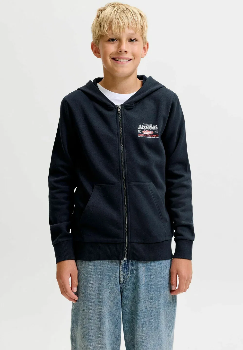 Худи для мальчиков - толстовка на молнии Jack & Jones Junior, Navy Blazer — фото 2