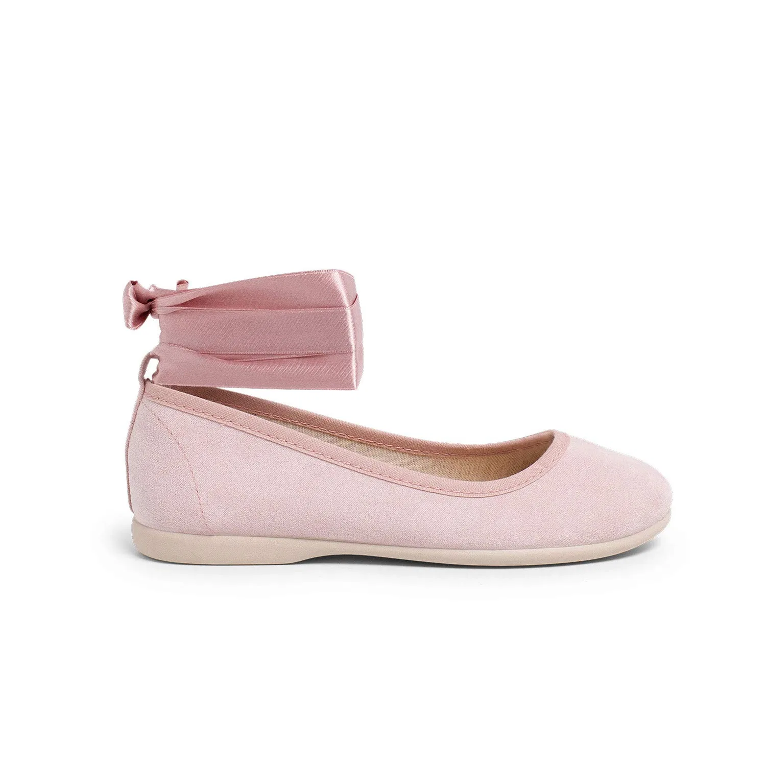 Детские балетки для девочек с атласными лентами Pisamonas, Pink