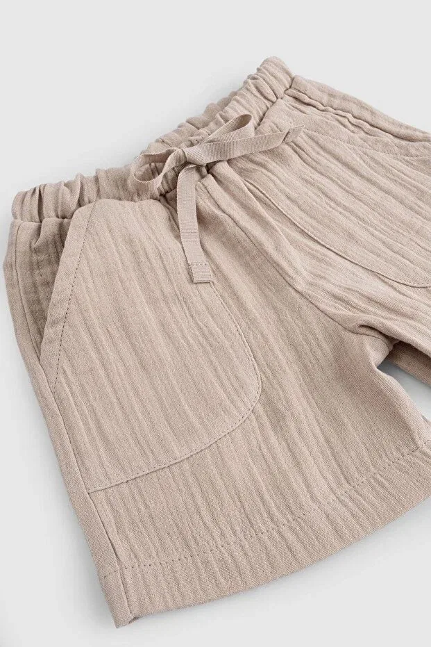 Детские шорты для девочек хлопковые Basics Little Gusto, Beige — фото 3