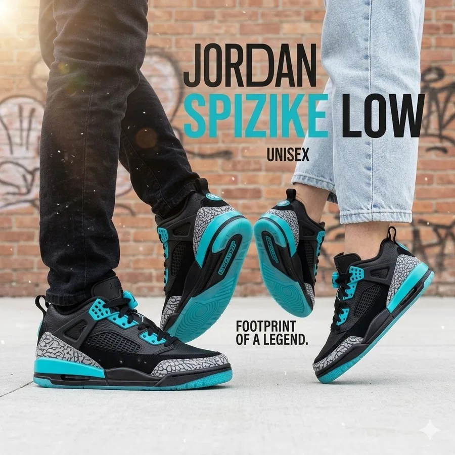 Кроссовки детские с кожаным верхом Jordan Spizike Low Nike, Черно-синий