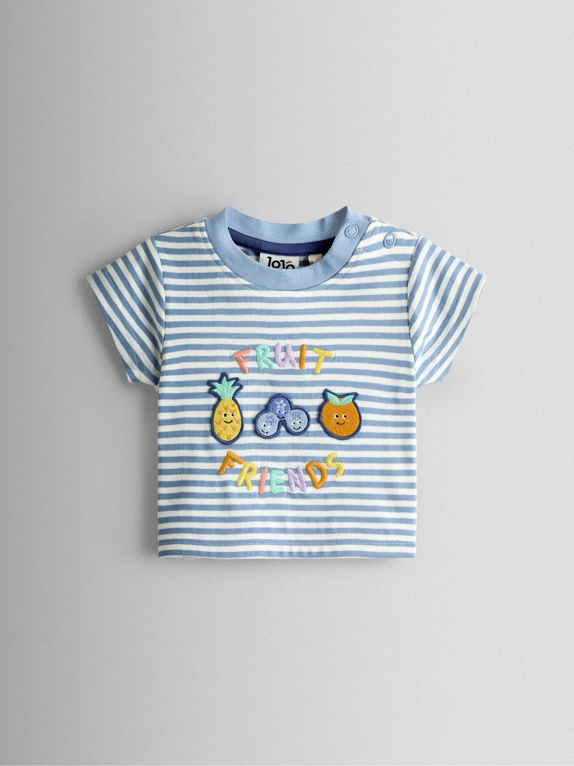 Детский комплект из футболки и шорт, с принтом фруктов Jojo Maman Bébé, Blue Fruit — фото 2