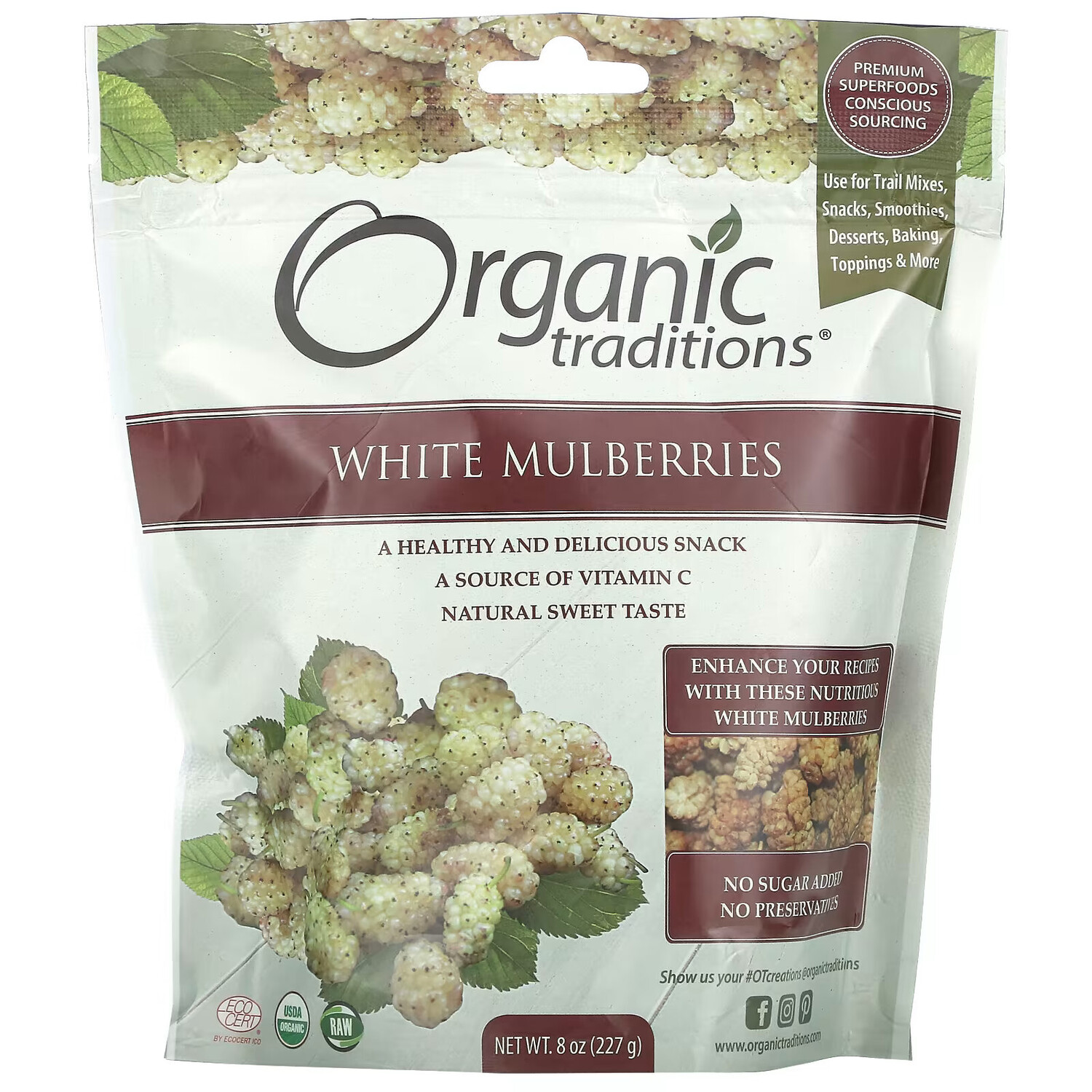 

Organic Traditions, Белая шелковица, 8 унций (227 г)