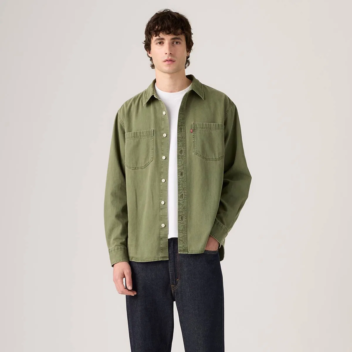 Свободная джинсовая рабочая рубашка Mariposa Levi's, Nabali Olive Wash - Green — фото 3