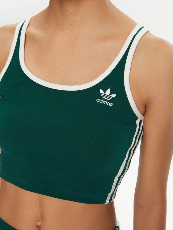 Топ slim fit adicolor 3-Stripes Adidas, зеленый — фото 4