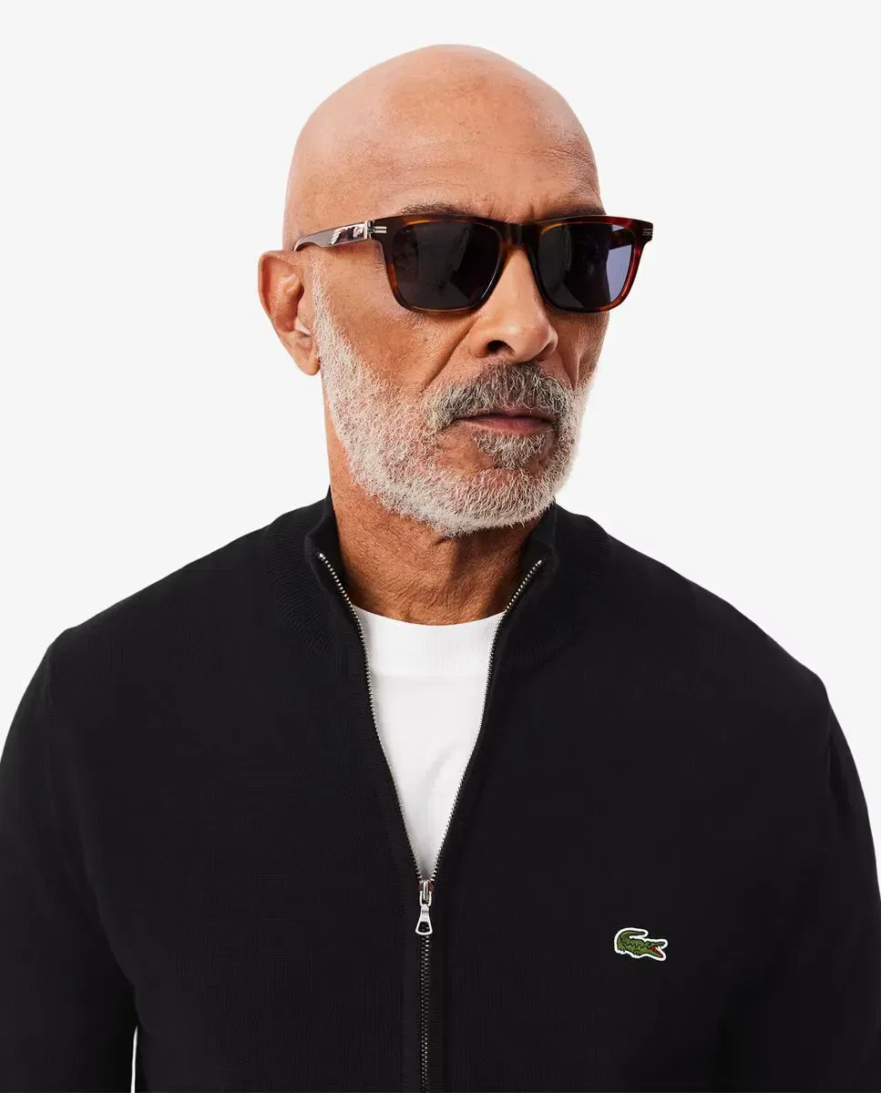 Свитер мужской Lacoste с высоким воротником на молнии, из органического хлопка, Negro — фото 3