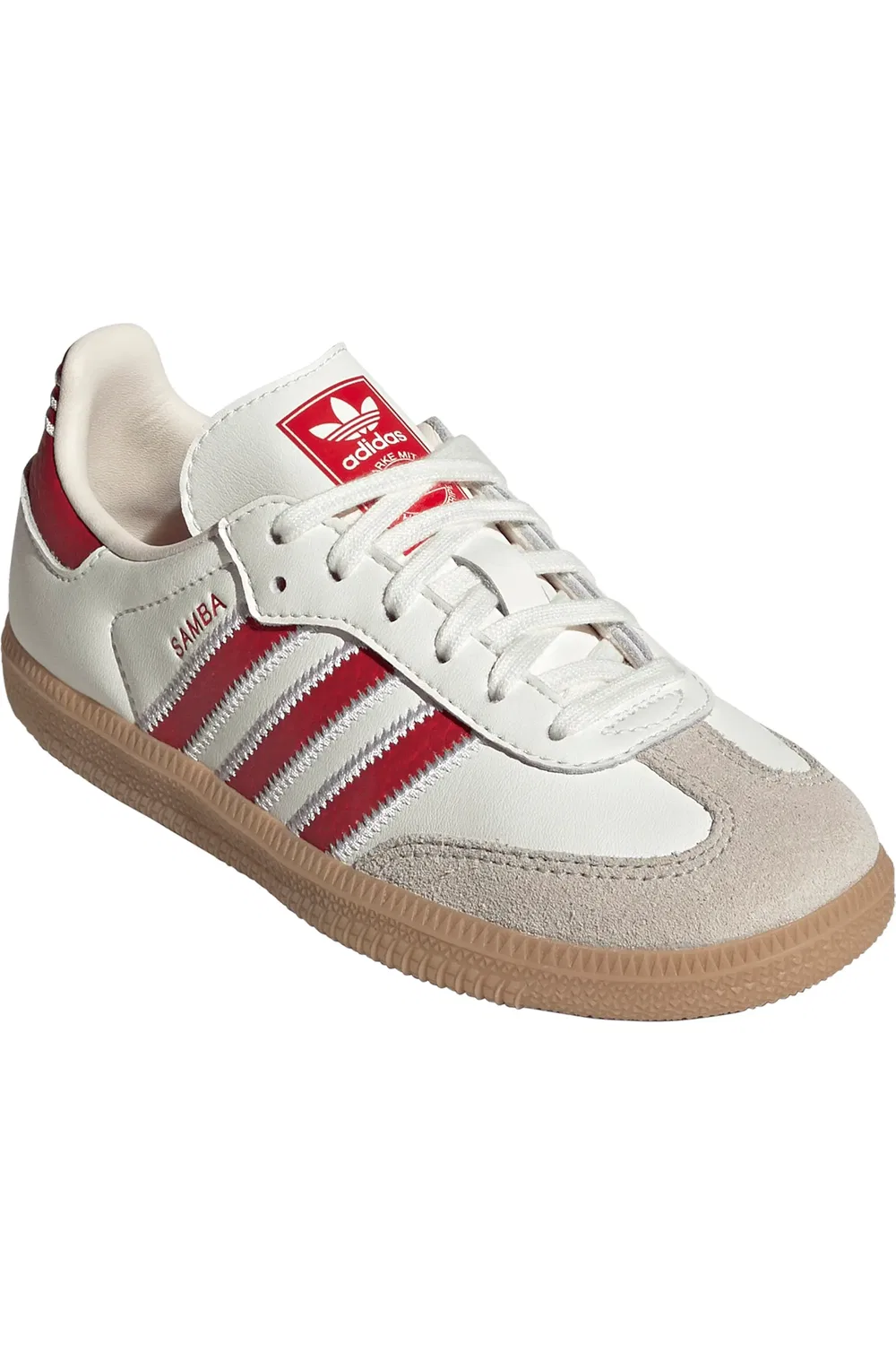 Детские кроссовки футбольные Samba adidas, Off White/Scarlet/Gum