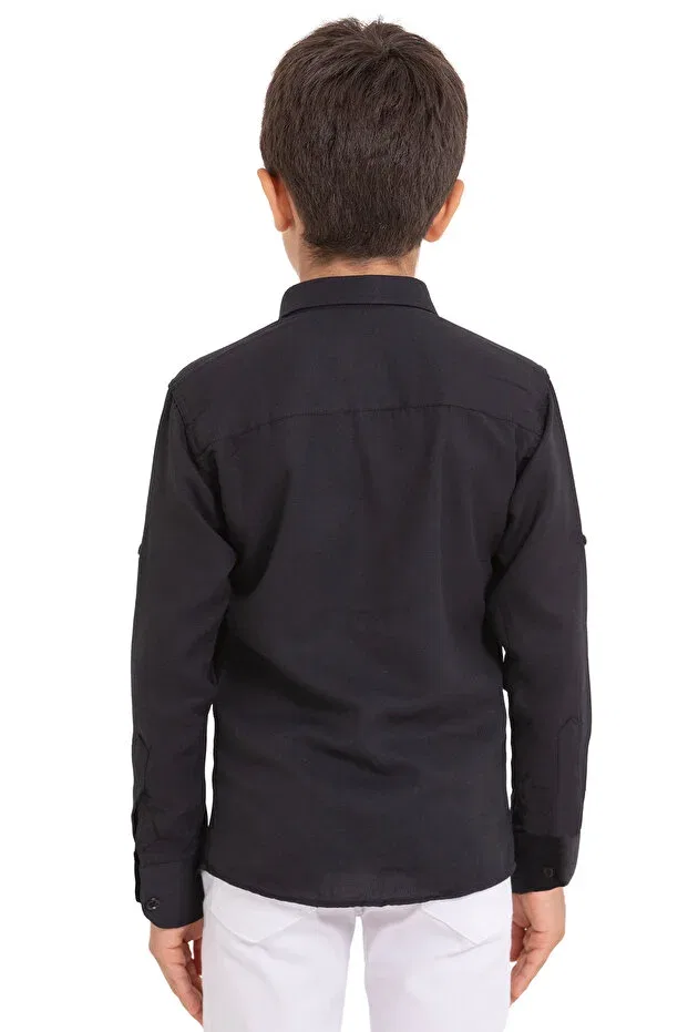 Детская рубашка для мальчиков из оксфорда Redbug Kids, Black — фото 3