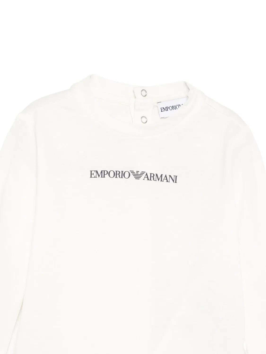 Лонгслив с логотипом Emporio Armani Kids, нейтральные цвета — фото 3