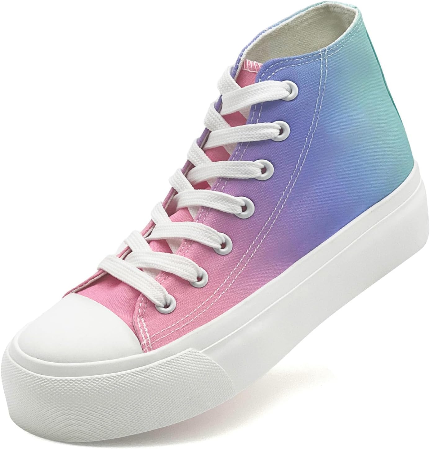 

Женские кеды на платформе из холщовой ткани, мужские высокие классические кеды из холща, повседневные кроссовки, удобные модные кроссовки на шнуровке Xraehni, Rainbow