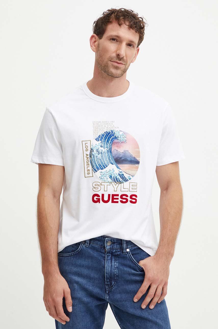 

Хлопковая футболка Guess, белый