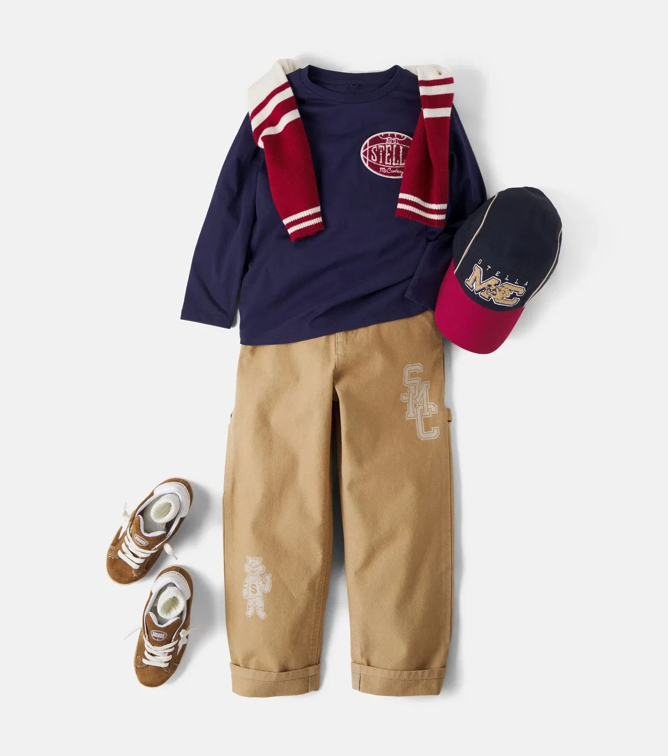 Брюки хлопковые Stella Mccartney Kids, коричневый — фото 2