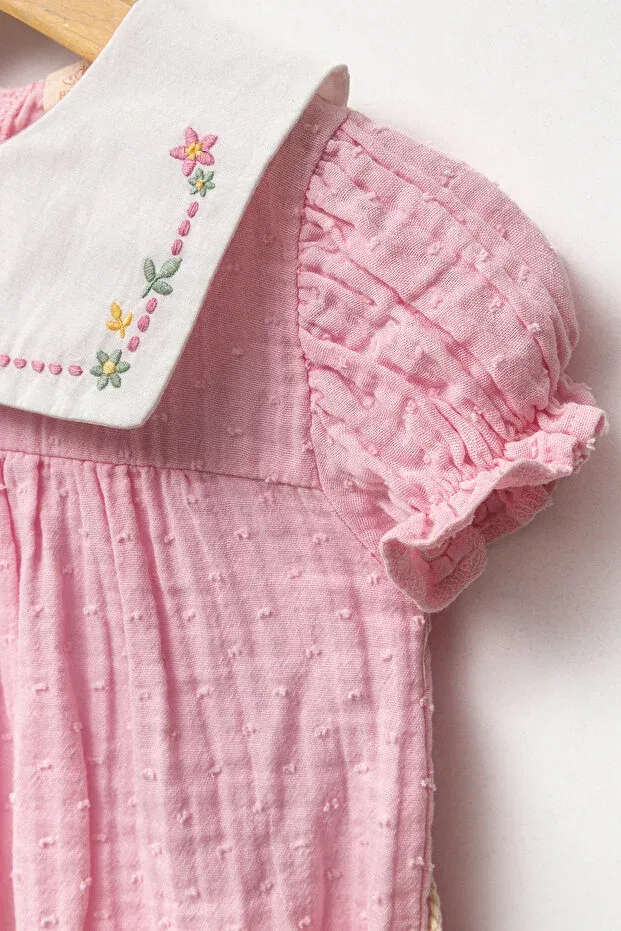 Детское платье для девочек хлопковое с вышивкой Minipodyum, Light Pink — фото 4