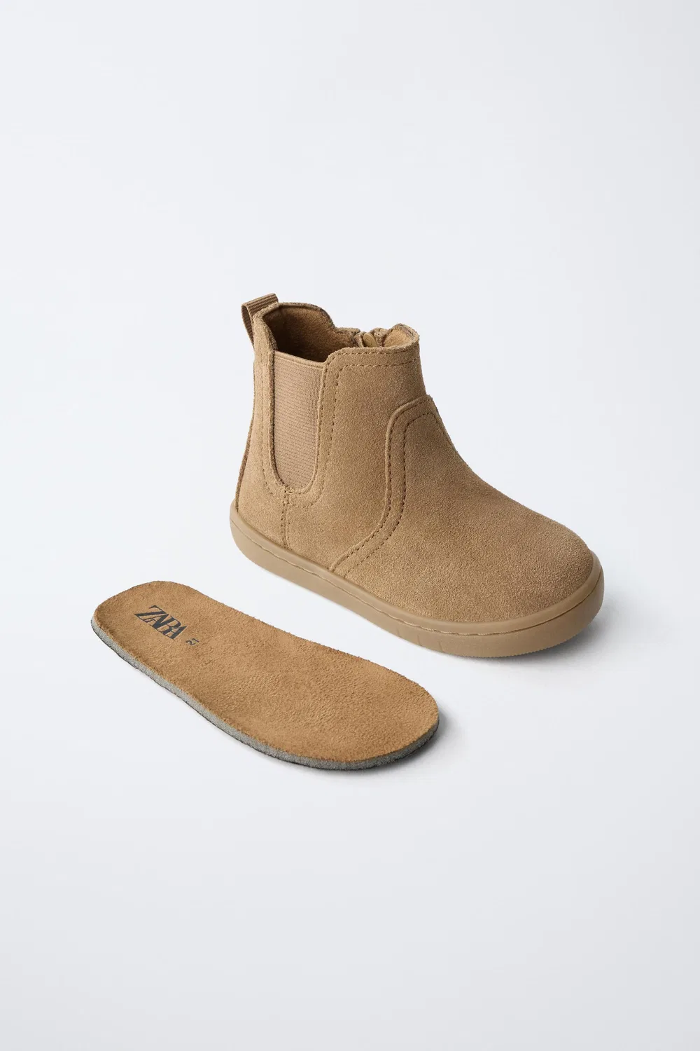 Кожаные сапоги для ходьбы босиком ZARA, Beige — фото 4