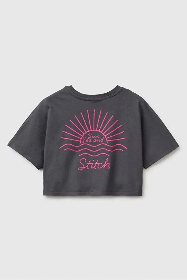 Детская футболка для девочек с принтом Lilo & Stitch United Colors Of Benetton, Brown — фото 2