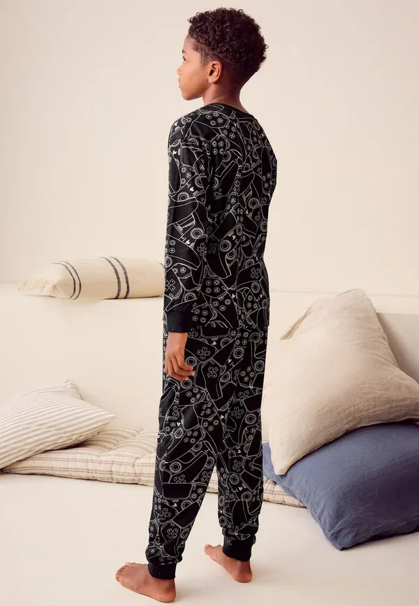 Пижамный костюм с принтом Single long leg sleeve - regular fit set Next White Playstation, белый — фото 2