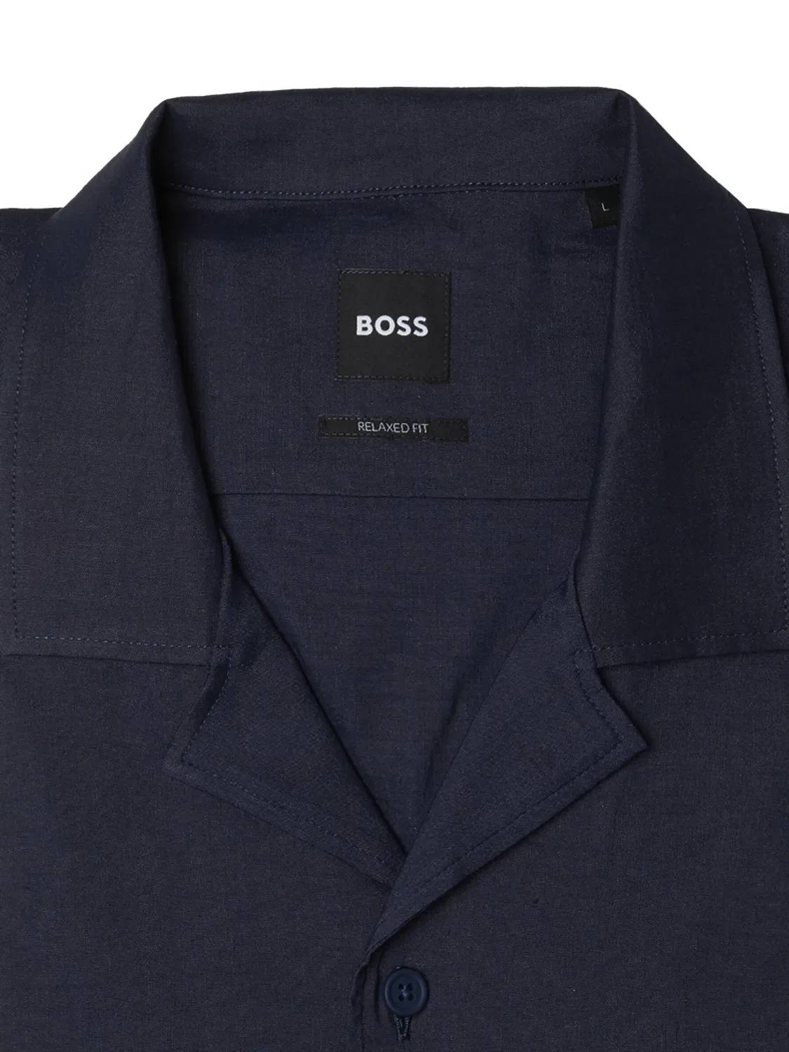 Рубашка изо льна свободного кроя синяя BOSS, синий — фото 2