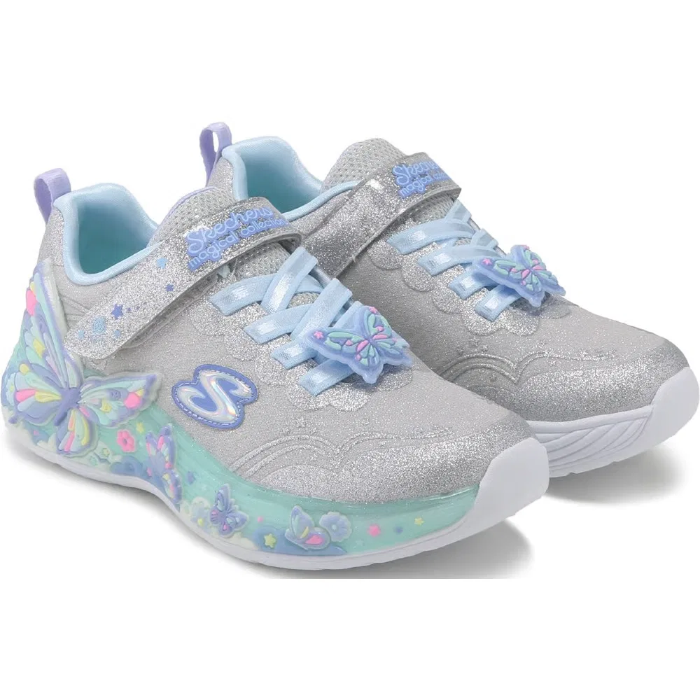 Детские кроссовки с подсветкой Skechers, Silver/Blue Multi