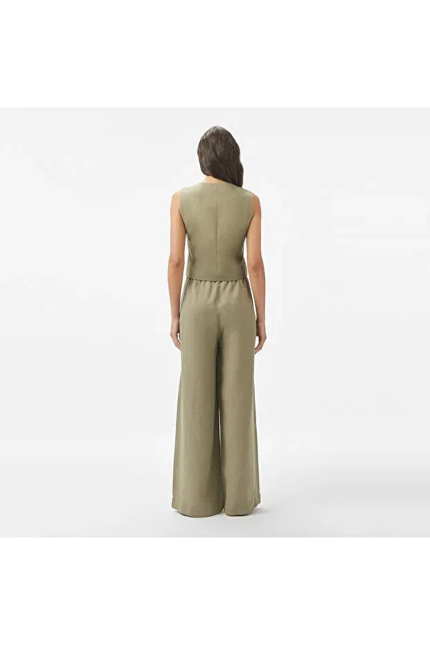 Брюки женские Lacoste Bmy-Khaki, широкие, свободного кроя, хаки — фото 2