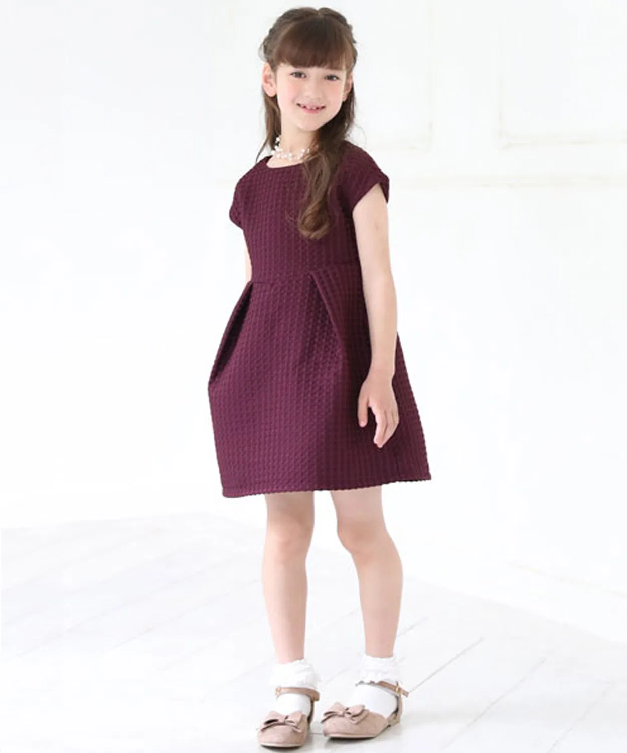 Детское платье-трапеция из вафли с принтом DRESS LAB, Purple — фото 2