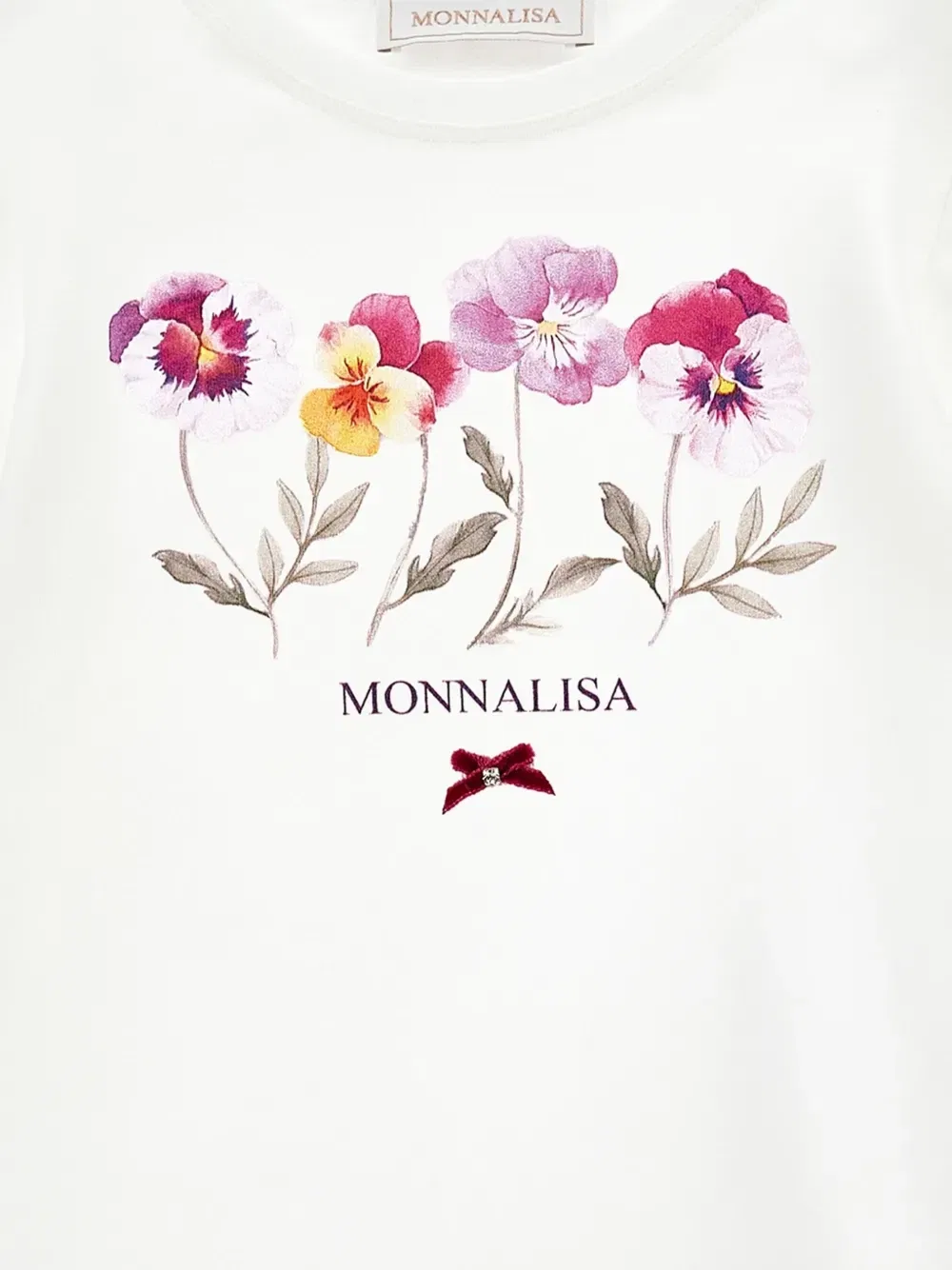 Футболка с длинными рукавами и цветочным принтом Monnalisa, белый — фото 3