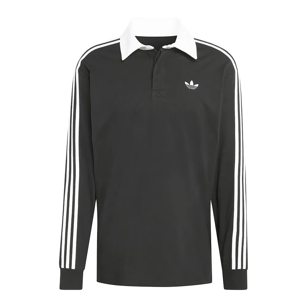 Поло с длинным рукавом 3 Stripes Rugby Adidas Originals, черный — фото 3