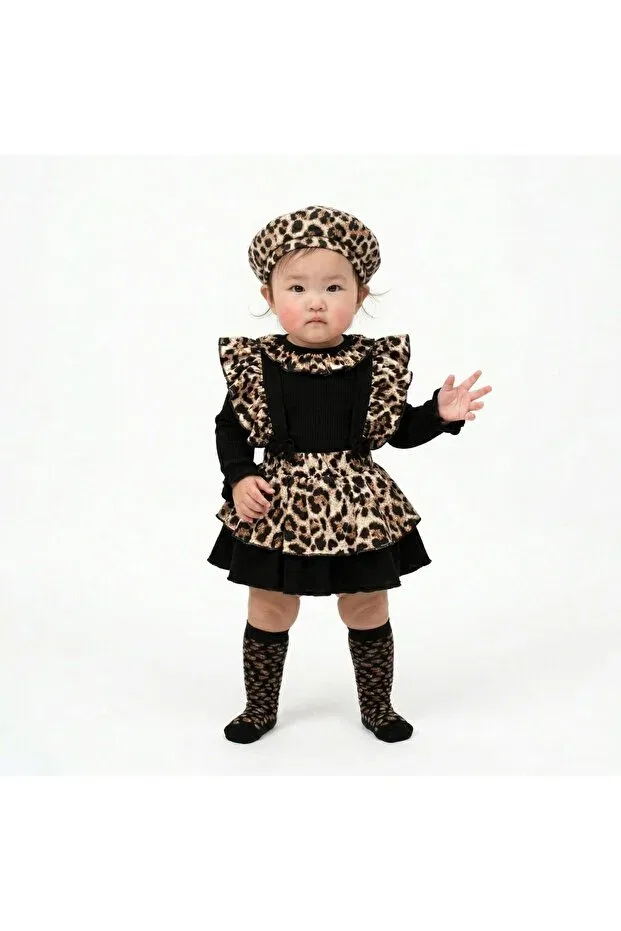 Детский комплект для девочек с принтом Saninbaby, Black