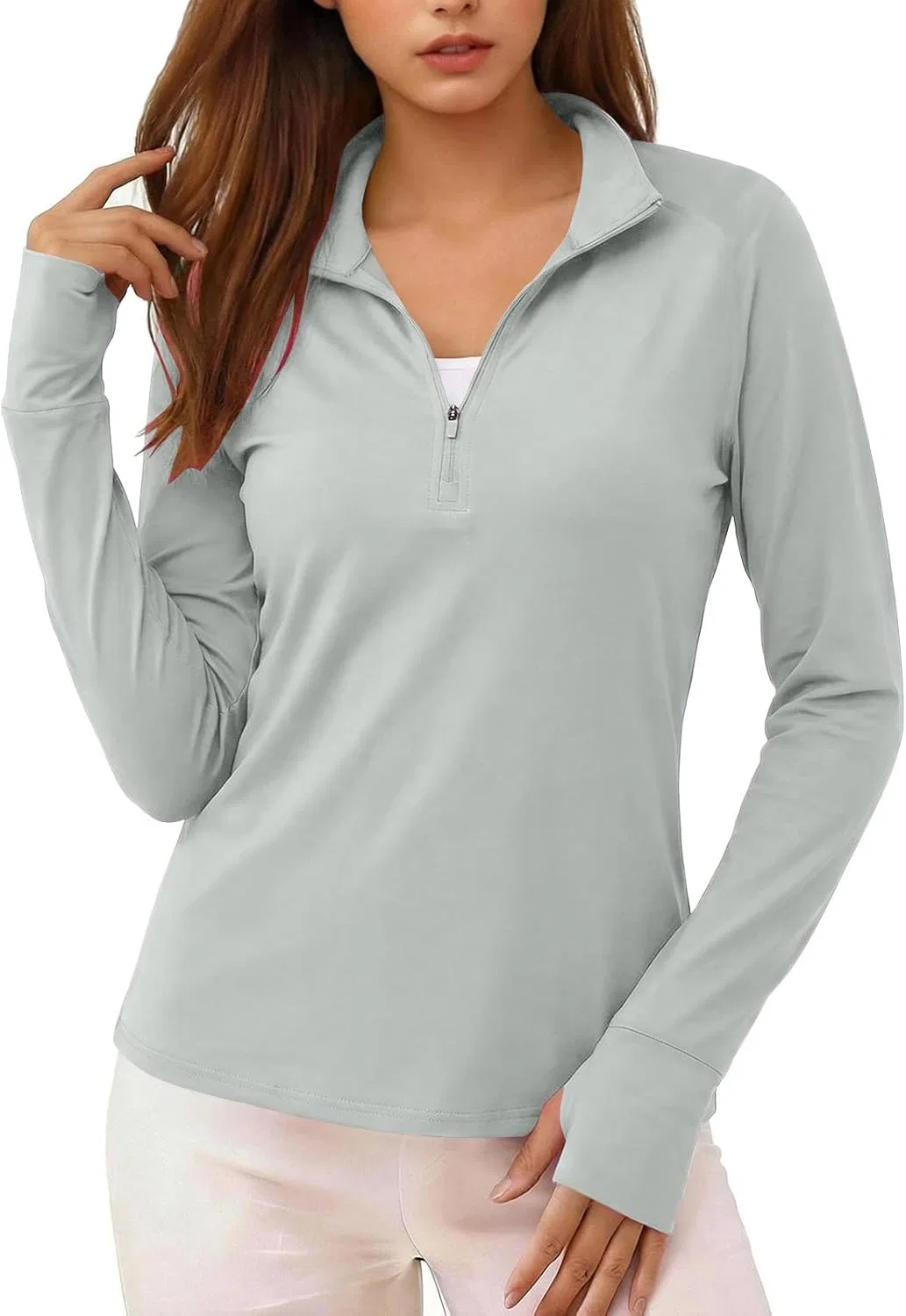 Женская рашгард футболка с длинным рукавом, UPF 50+, Gray