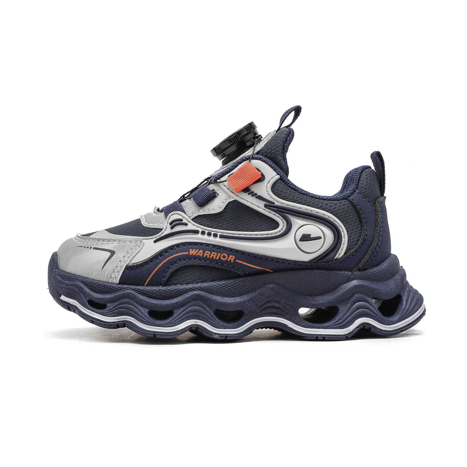 Детские повседневные кроссовки из экокожи, Kids' Casual Shoes, WARRIOR, Apricot Gray/Blue — фото 3