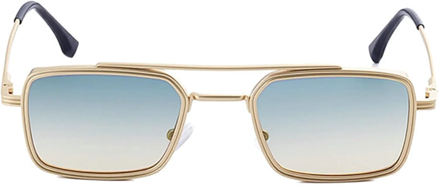 

Willochra Модные прямоугольные солнцезащитные очки для женщин в стиле 70-х годов, квадратные, с двойной перемычкой, в стиле панк, защита от УФ-излучения UV400, C4