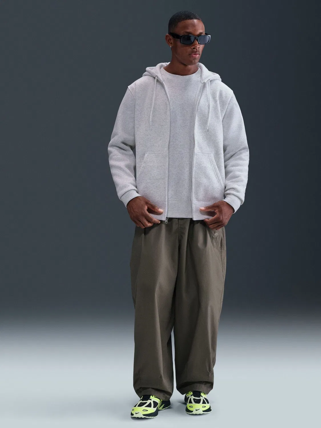 Толстовка с молнией во всю длину Nike Grey Birch Heather Club