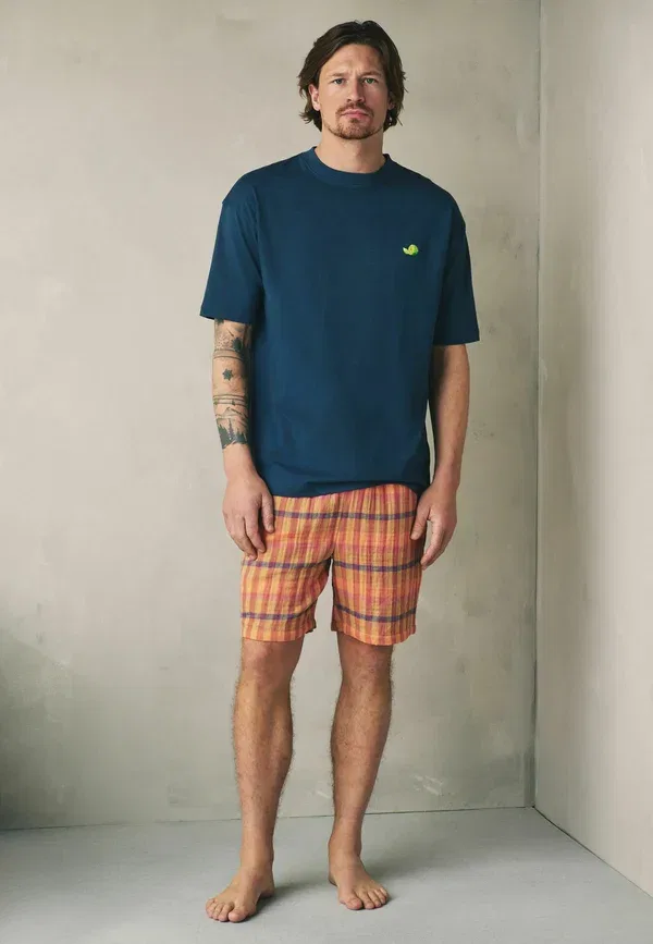 Комплект пижамы, хлопок, Set Next navy blue, orange, темно-синий/оранжевый