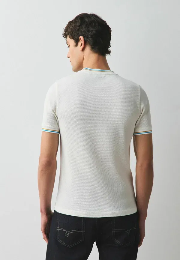 Футболка хлопковая Regular Fit Tipped Slim T-shirt Next, Ecru, экрю — фото 3
