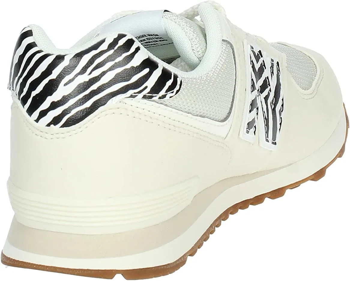 Детские кроссовки для девочек с классической шнуровкой 574 V1 New Balance, Sea Salt/Black/Stone Pink — фото 3