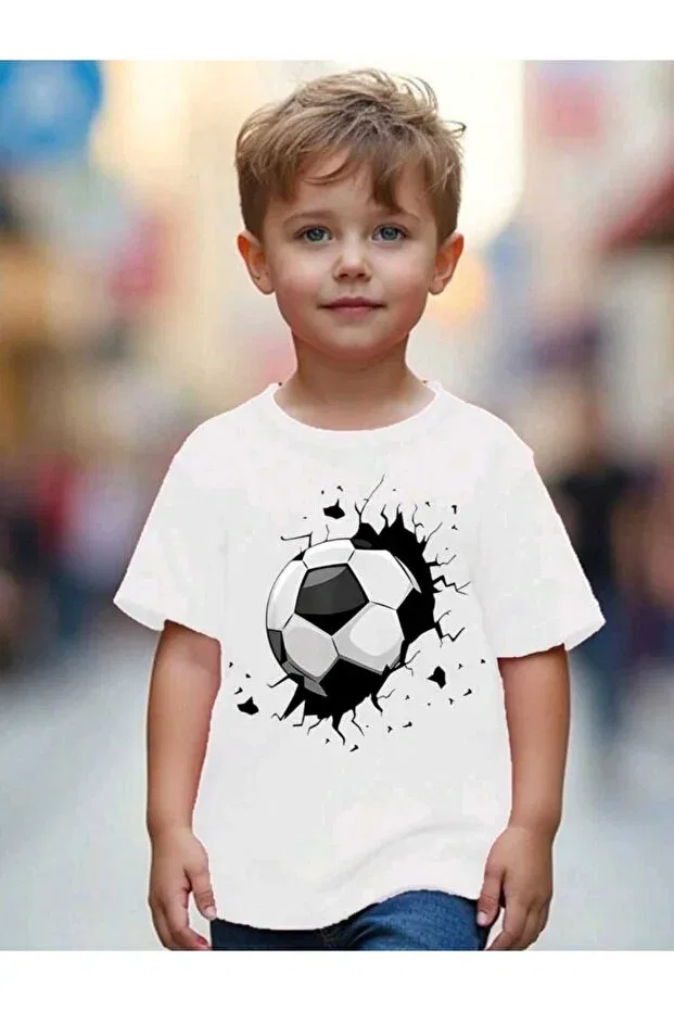 Детская футболка для мальчиков с принтом Football Ball Favorist, White